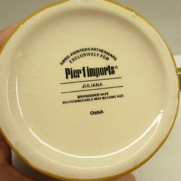 Pier 1 Imports: Hand-Painted Whimsical‎ Juliana Earthenware Coffee Tea Mug Cup - Picture 8 of 9